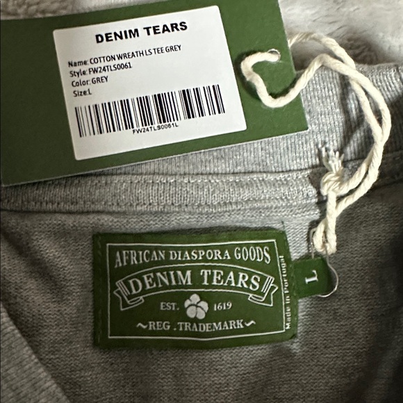 Denim Tears Cotton Wreath LS Tee Grey FW24 Size L NWT - Picture 3 of 6